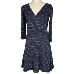 JACK WILLS Navy Blue Spacedye Mock Wrap A-Line Dress Size 6